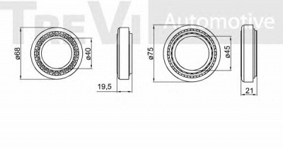 TREVI AUTOMOTIVE wb1403 -  Комплект подшипника ступицы колеса